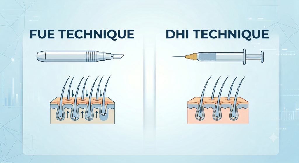 DHI and FUE Techniques