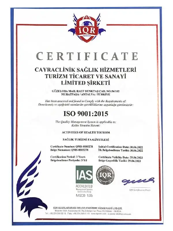 Your Premier Destination for Dental, Aesthetic, Hair Transplant & Obesity Treatments in Turkey 12 9001-2015