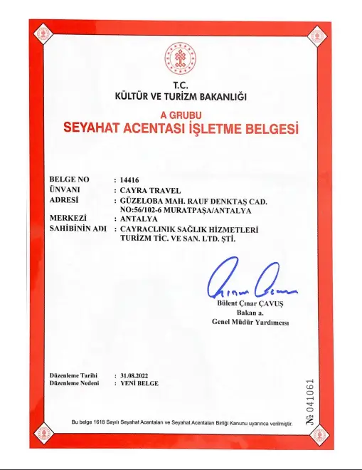 Your Premier Destination for Dental, Aesthetic, Hair Transplant & Obesity Treatments in Turkey 14 seyahat-acentasi-isletme-belgesi