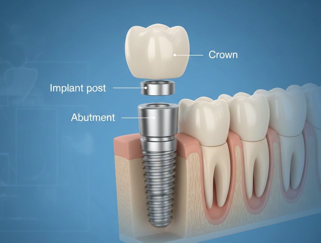 Dental Implants & Dental Clinic: Your Complete Guide to a Perfect Smile 1 Dental implant components illustration