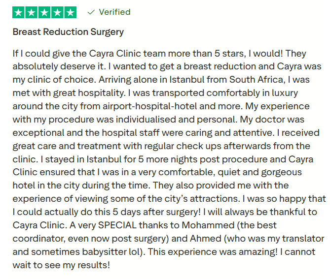 Breast Reduction Surgery Testimonial