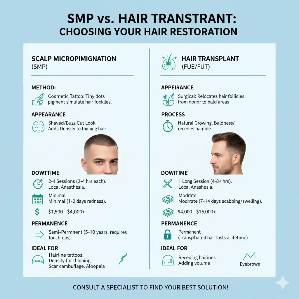 SMP-vs-hair-transplant-key-differences