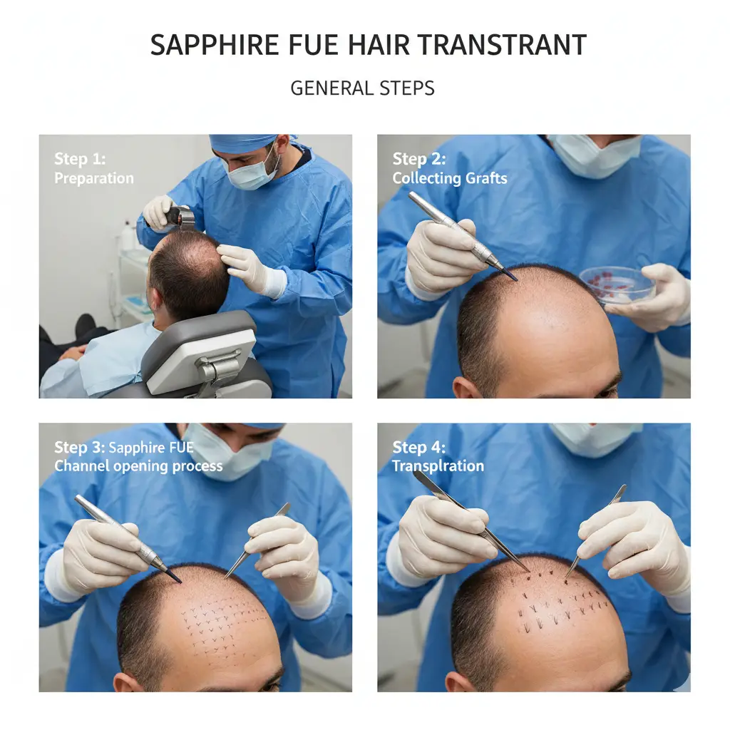 steps of sapphire fue hair transplant