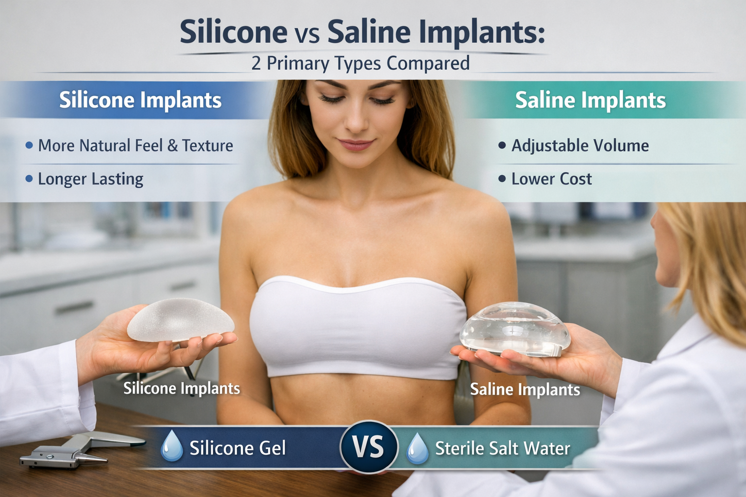 Silicone vs Saline Breast Implants: 2 Primary Types Compared for a Natural Look 1 silicone vs saline breast implants