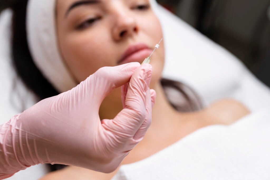 Application of dermal fillers to restore volume and camouflage minor jowl sagging