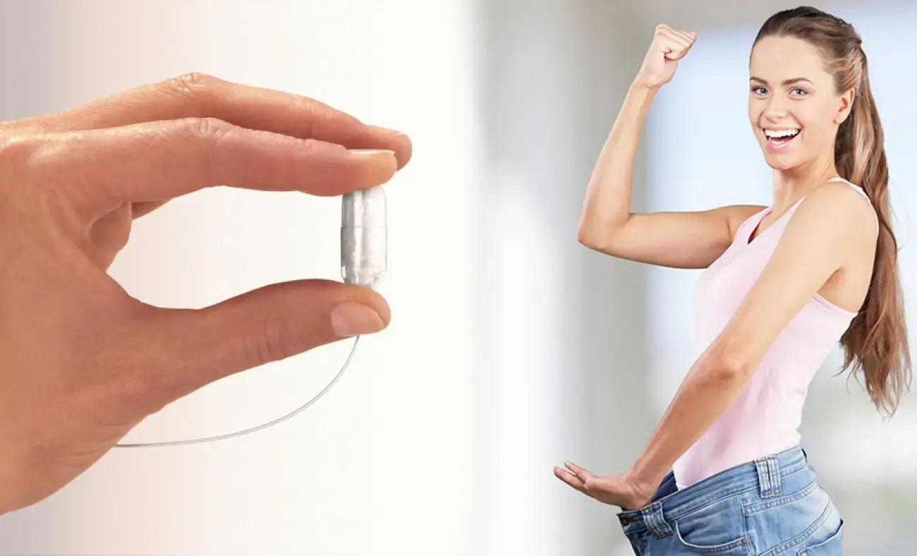Patient swallowing the capsule for a non-surgical gastric balloon procedure in Turkey